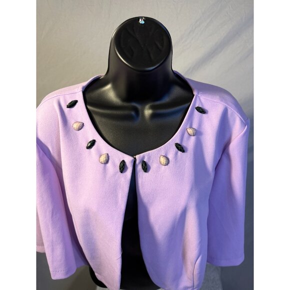 Perceptions Womens Size 20W 2X Bolero Short Cardigan Sweater Purple Beaded - Picture 2 of 2